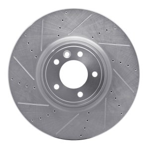 Land Rover Defender 90 Brake Rotor (1) - Front Left - R1 Concepts - Drilled & Slotted - Silver - `18-`25